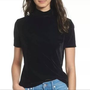 Madewell Mock Neck Black Velvet Shirt